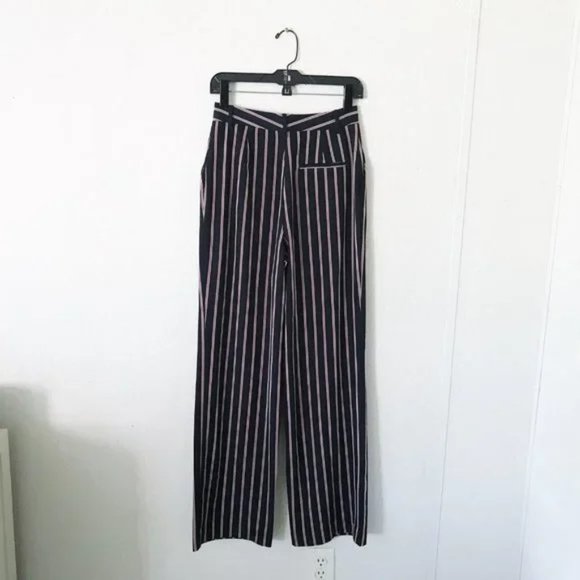 Zara Dress Pants S Trousers Navy Blue Striped Baggy Fit - Picture 9 of 13